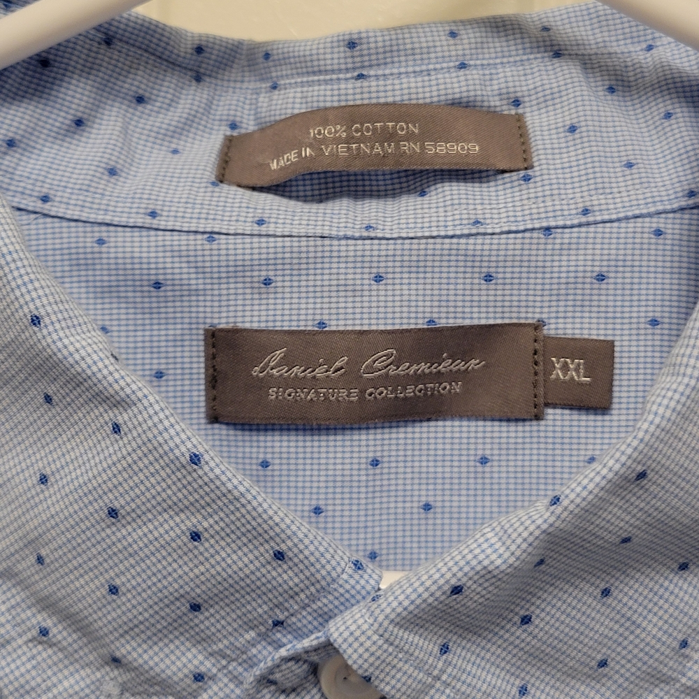 Daniel Cremieux Signature Label Polkadot Short Sleeve Coatfront Shirt XXL